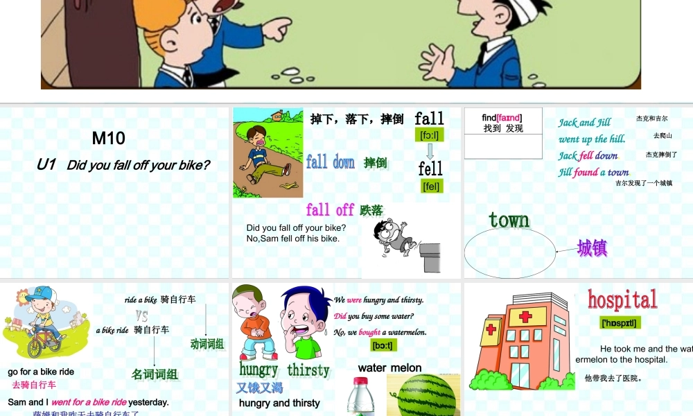 外研版（三起）四下Module 10《Unit 1 Did you fall off your bike》ppt课件(1).ppt