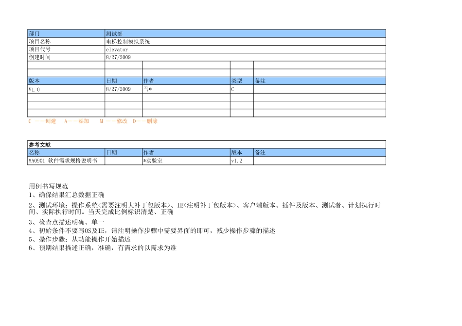 电梯控制模拟系统测试用例.xls_第2页