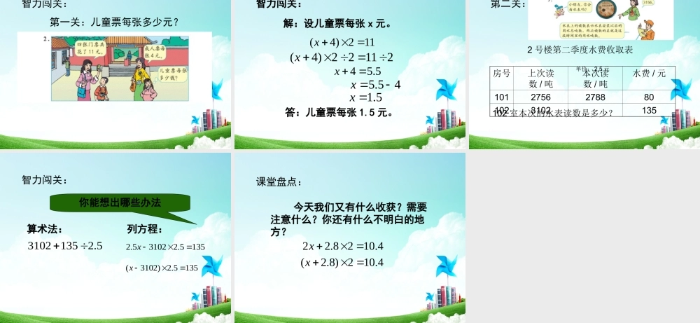 五年级-第四单元- 稍复杂的方程（二）.ppt