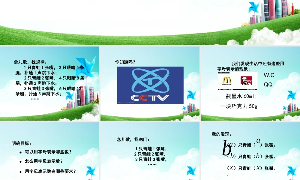 五年级-第四单元- 用字母表示数.ppt