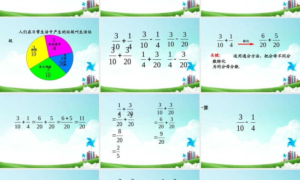 五年级-第五单元- 异分母分数加、减法.ppt