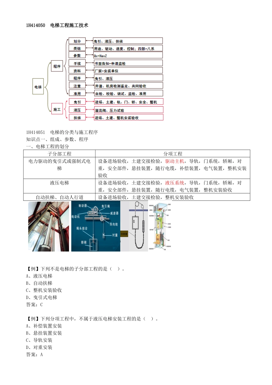 41-1H414050-电梯工程施工技术.docx_第1页
