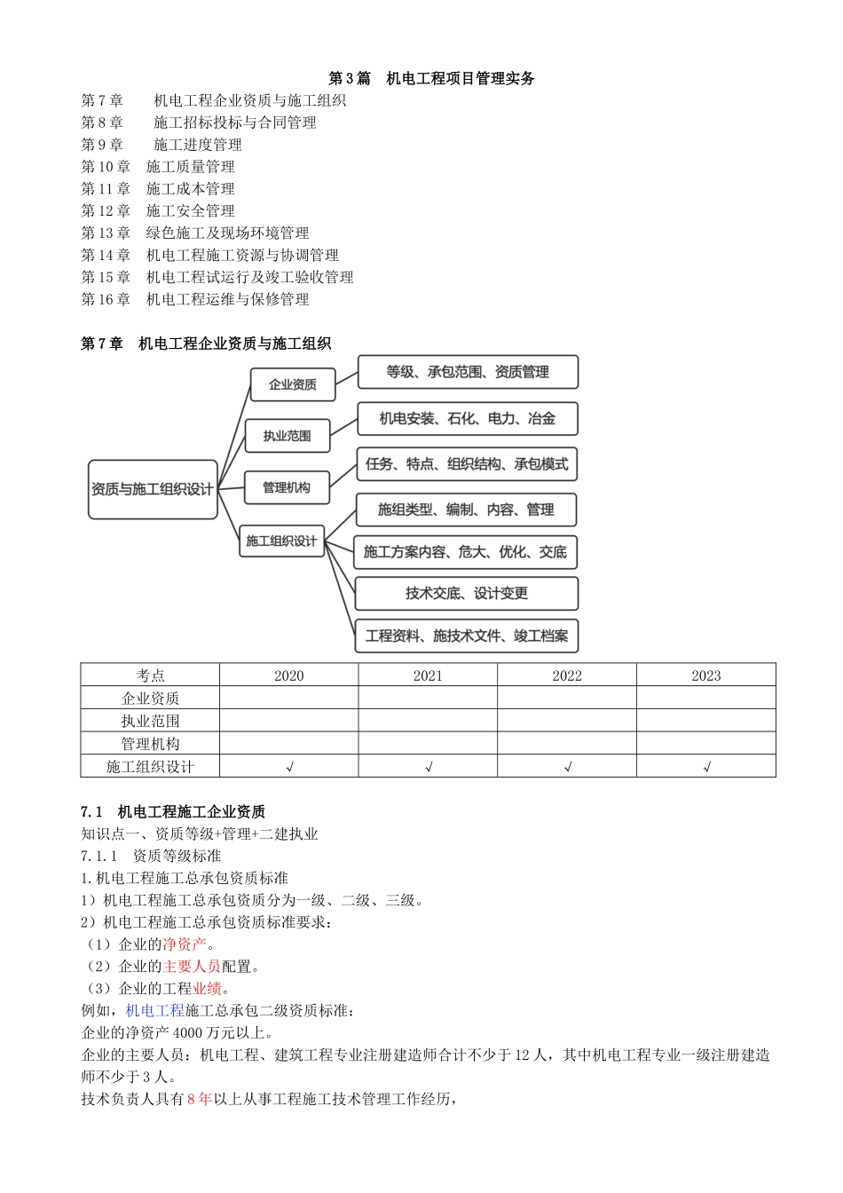 96-第7章-机电工程企业资质与施工组织（一）.docx_第1页