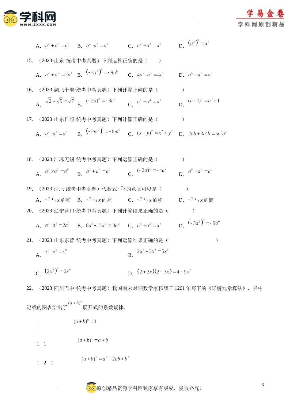 专题02 整式及其运算（2）（原卷版）.docx_第3页