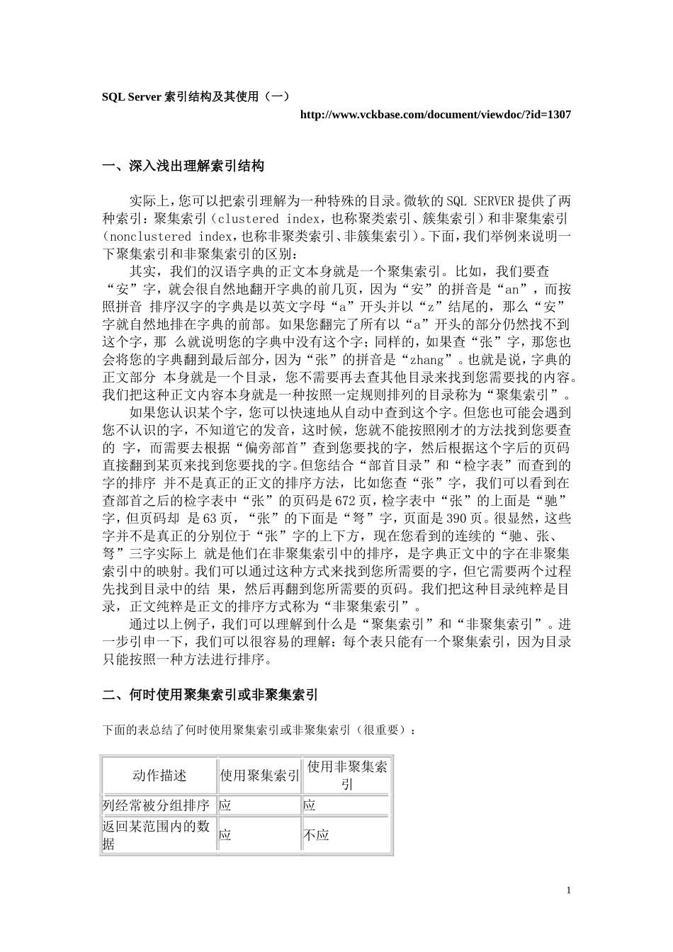 SQL Server 索引结构及其使用.doc_第1页