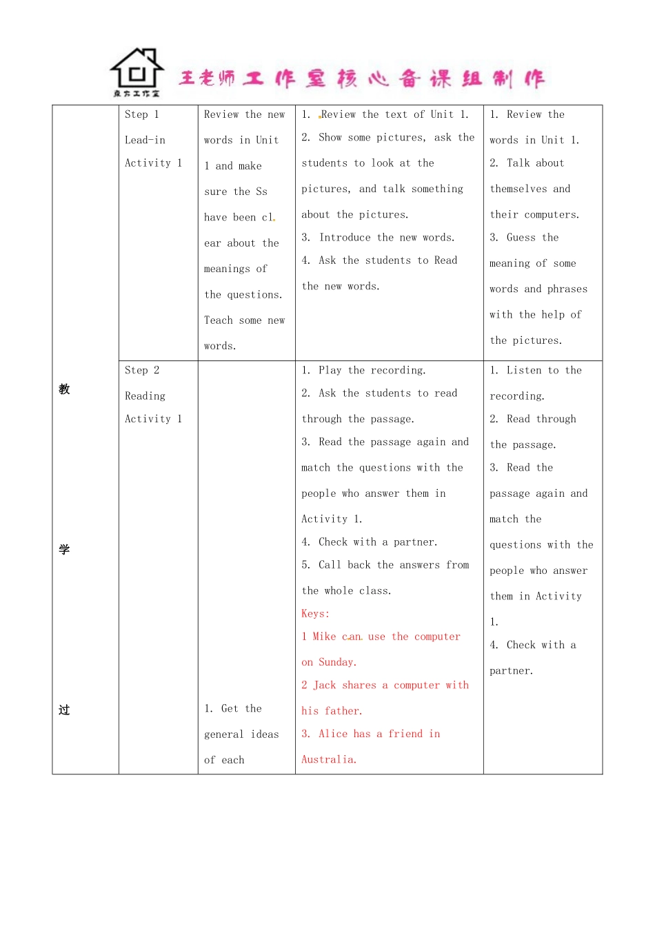 七年级英语上册 Module 7 Computers Unit 2 When do you use a computer教案 （新版）外研版.doc_第2页