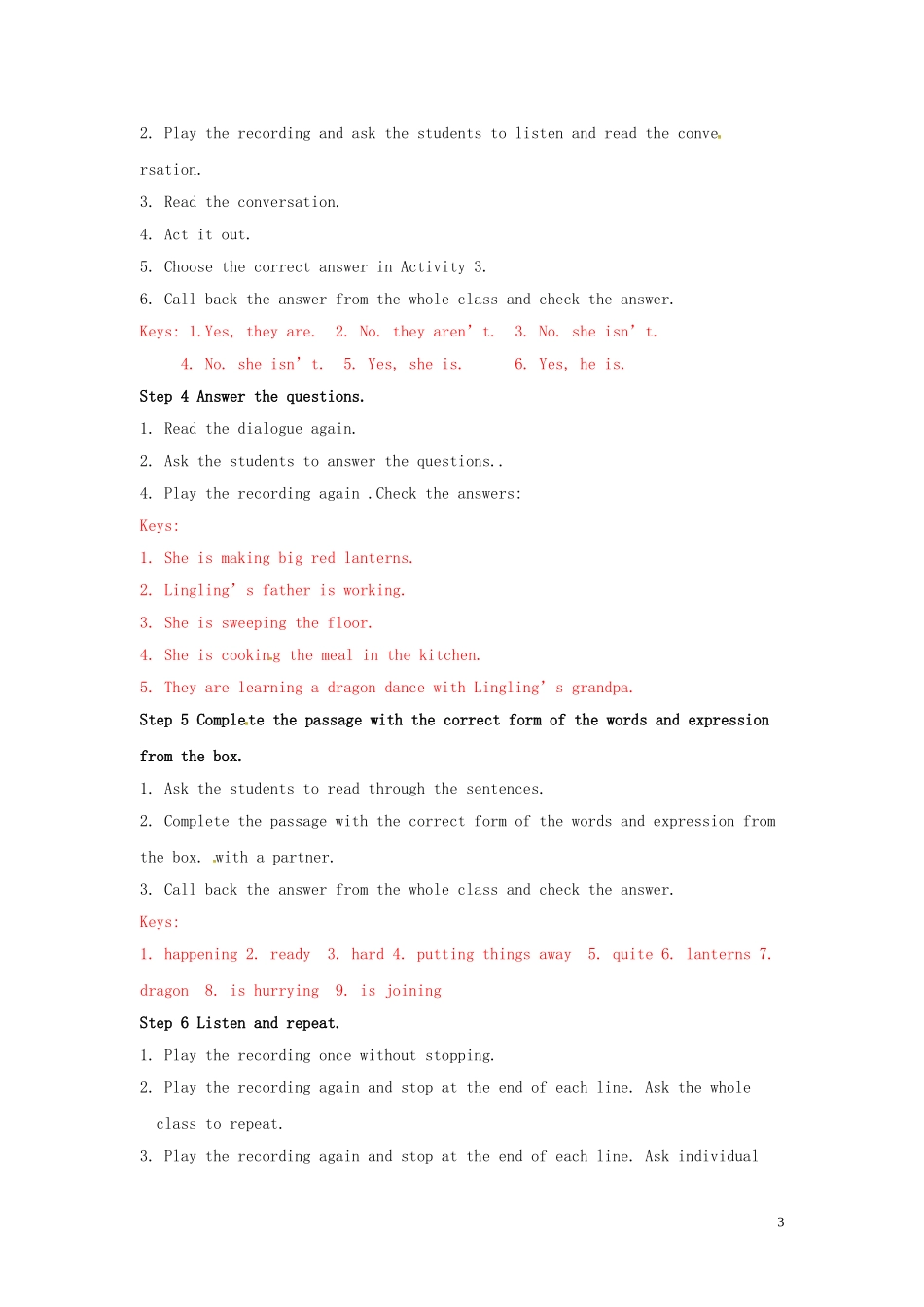 七年级英语上册 Module 10 Spring Festival Unit 1 Are you getting ready for Spring Festival教案 （新版）外研版.doc_第3页
