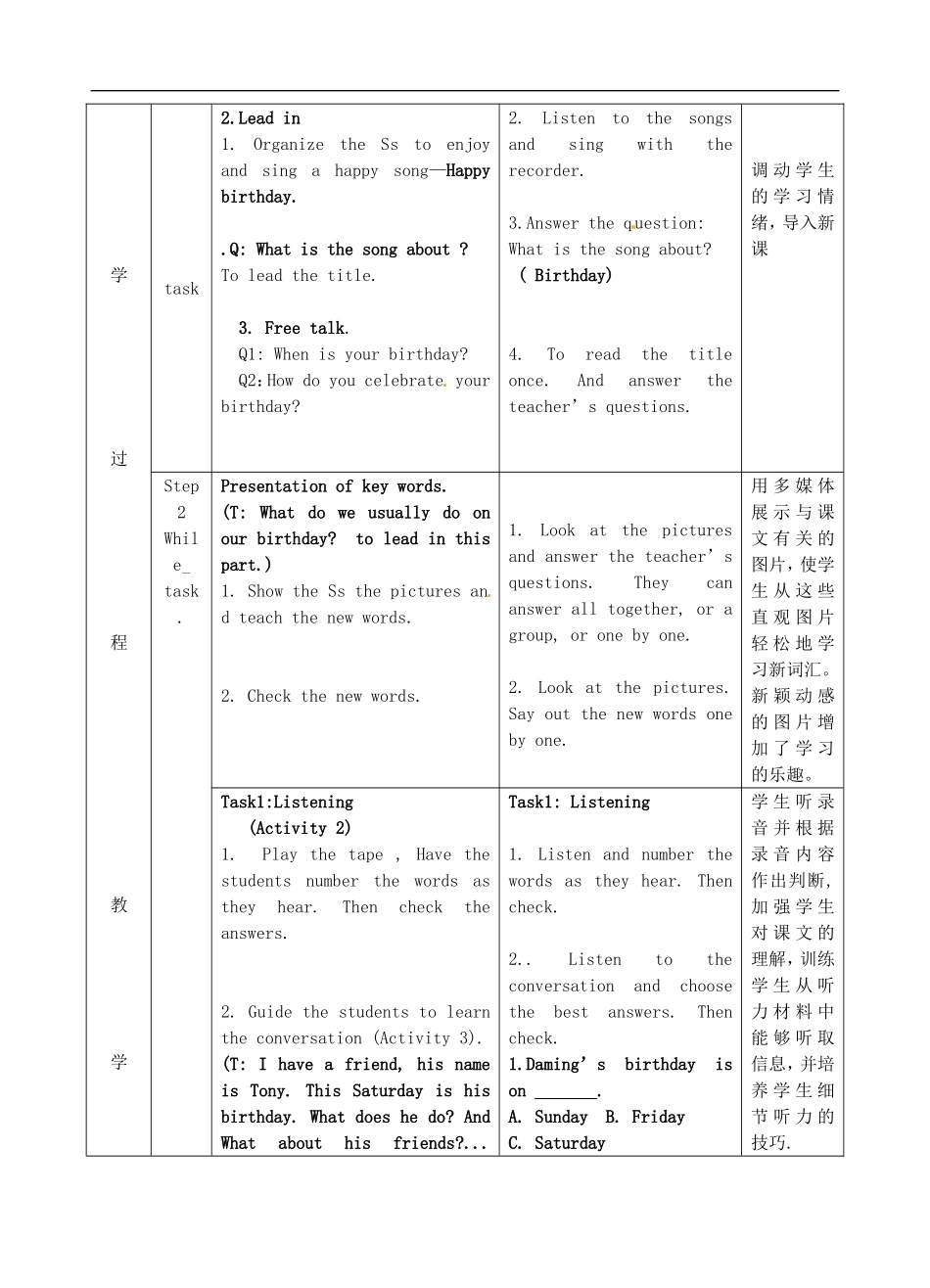 七年级英语上册 Module 8 Unit 1 I always like birthday parties教案 （新版）外研版.doc_第3页