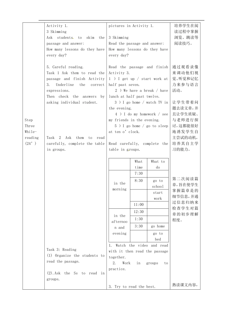 七年级英语上册 Module 5 Unit 2 We start work at nine o’clock教案 （新版）外研版.doc_第2页