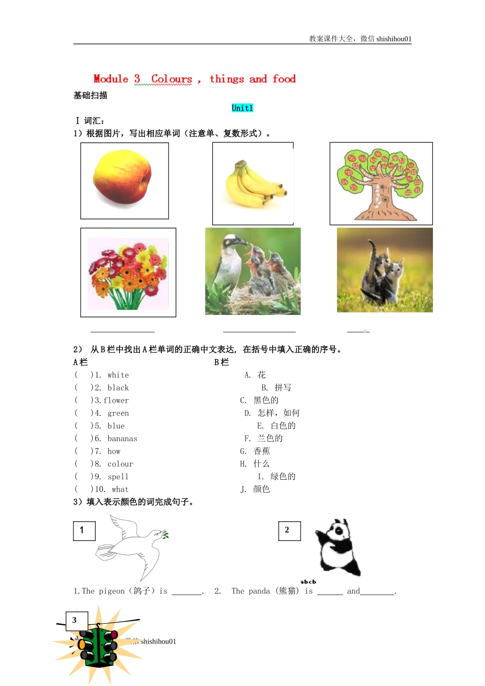 七年级上英语Starter Module3测试题.doc_第1页
