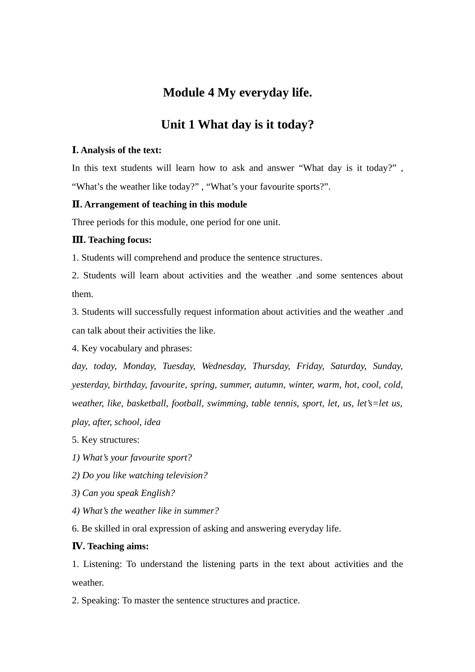 外研七年级上Starter Module 4 .doc_第1页