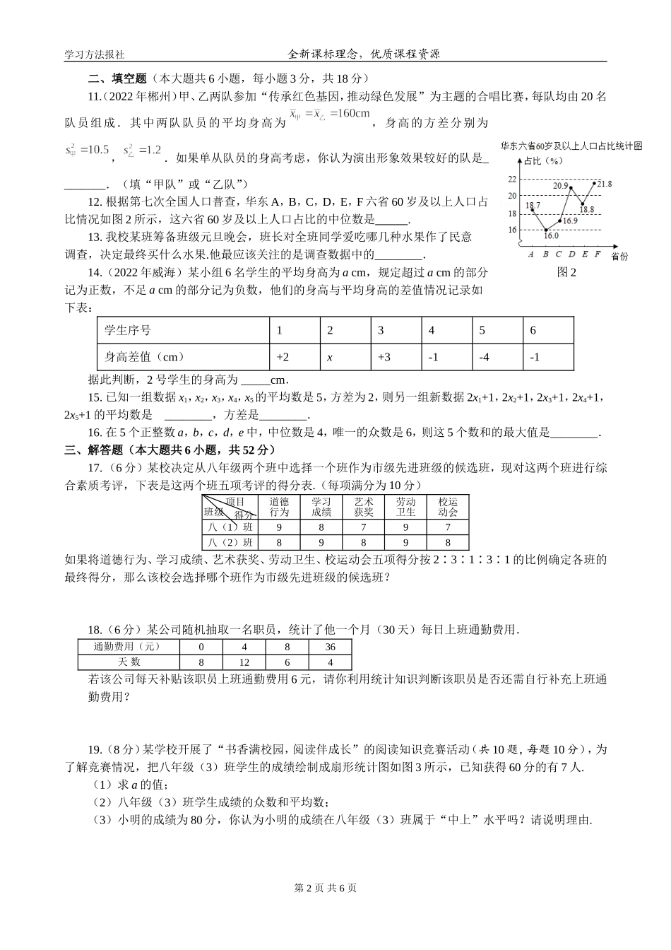 第六章 数据的分析自我评估.doc_第2页