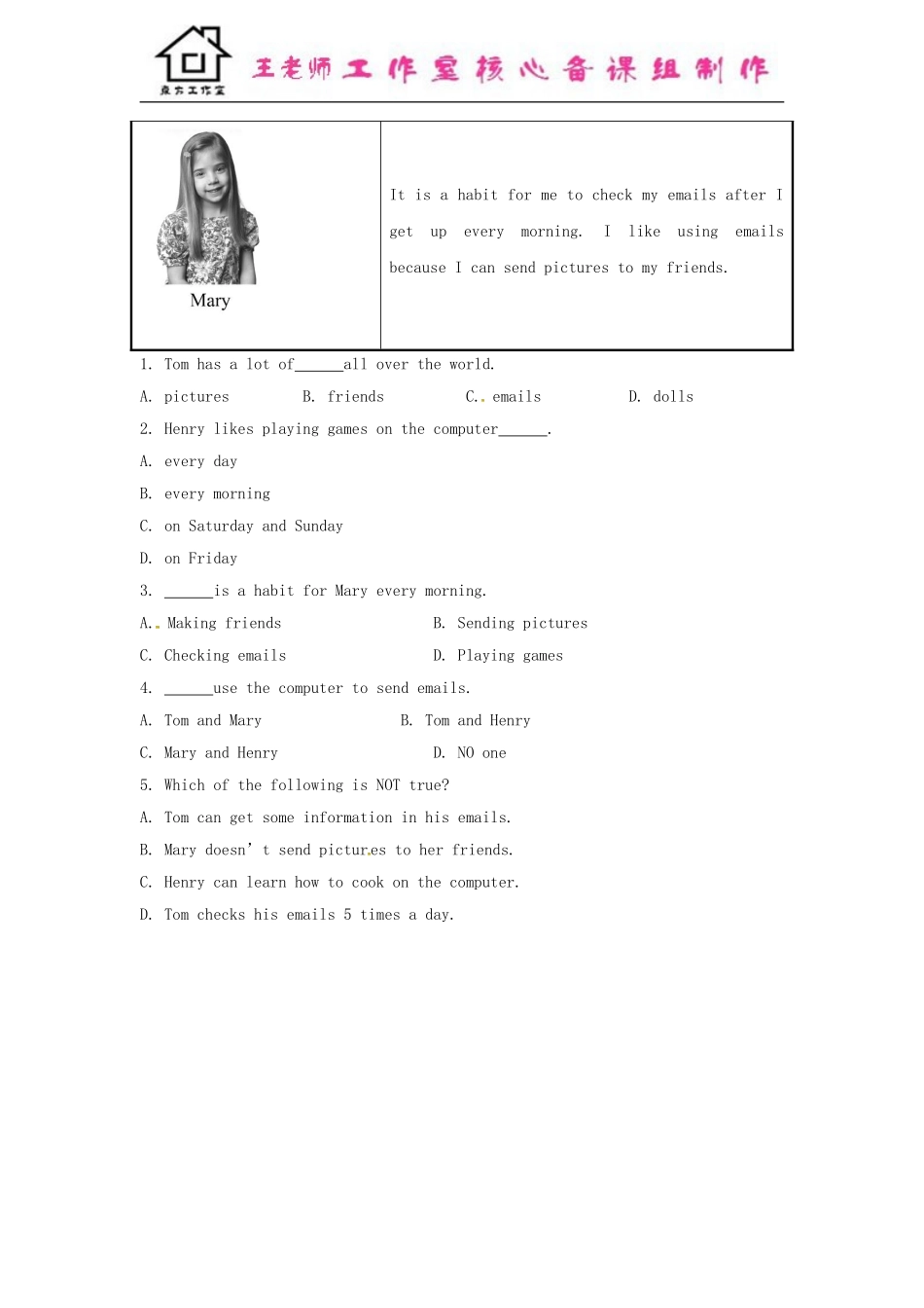 七年级英语上册 Module 7 Computers Unit 3 Language in use课时作业 （新版）外研版.doc_第3页