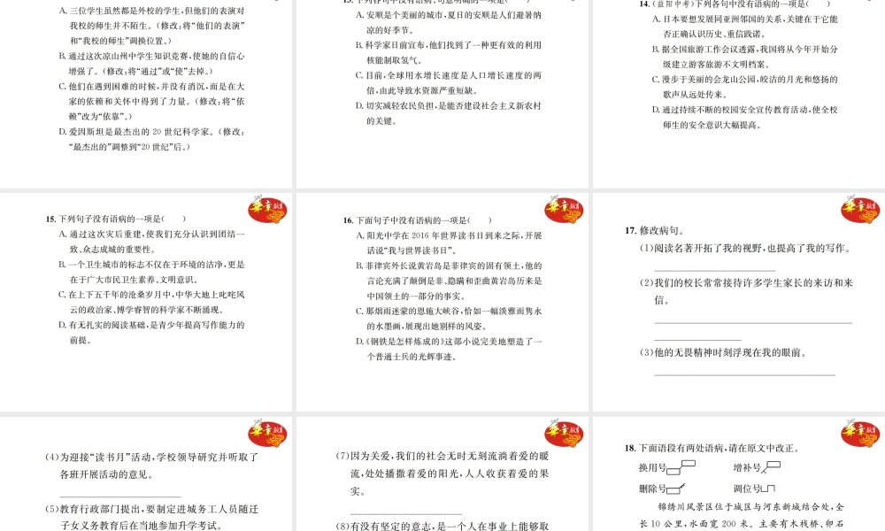 专项复习三 标点符号与病句.ppt