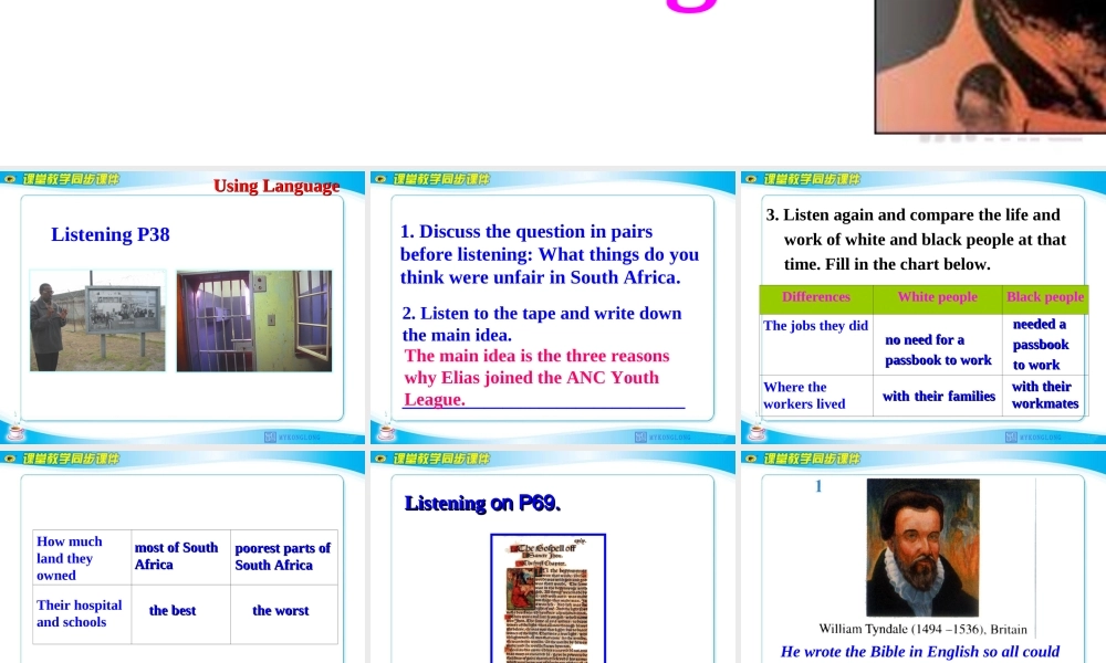 Unit 5 Nelson Mandela-a modern hero Listening课件.ppt