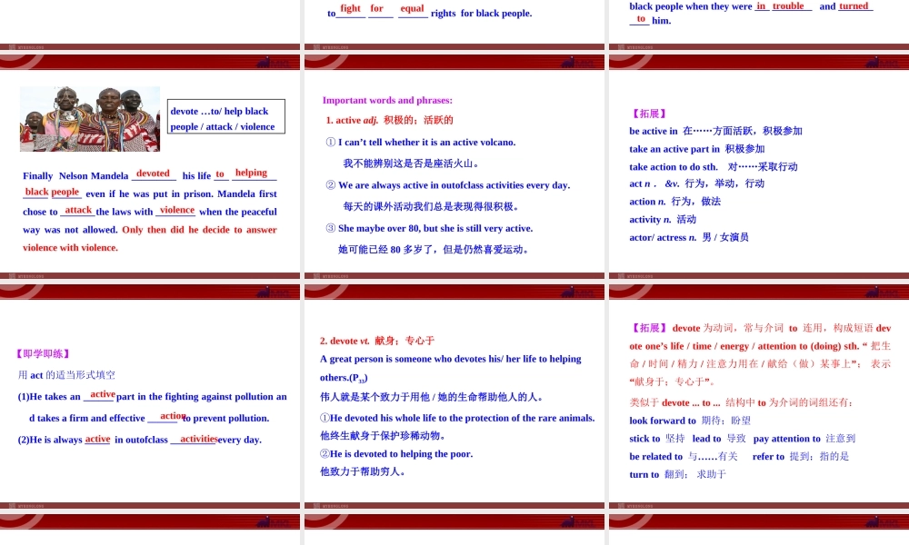 Unit 5《Nelson Mandela-a modern hero》Reading (II).ppt