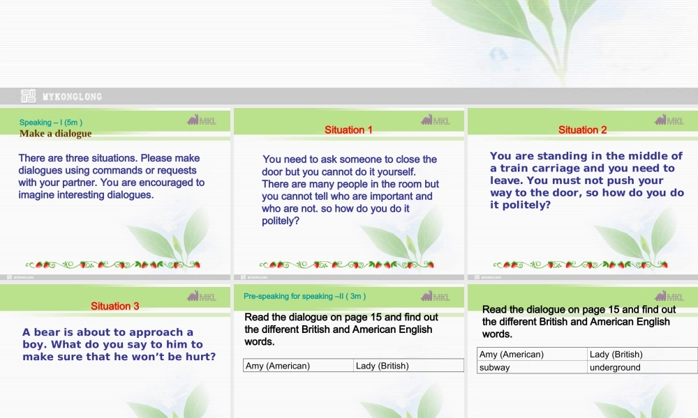 高一英语优质课件：Unit2 English around the world- Speaking and writing（新人教版必修1）.ppt