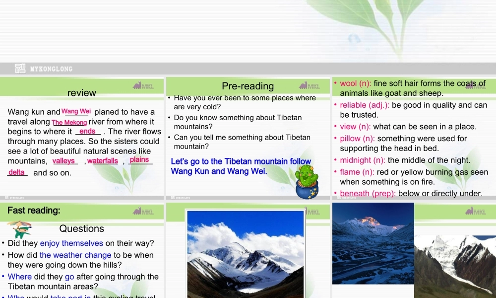 高一英语优质课件：Unit3 Travel journal-Using language（新人教版必修1）.ppt