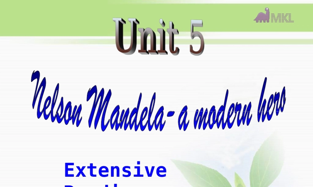 高一英语优质课件：Unit5 Nelson Mandela-a modern hero- Extensive reading（新人教版必修1）.ppt