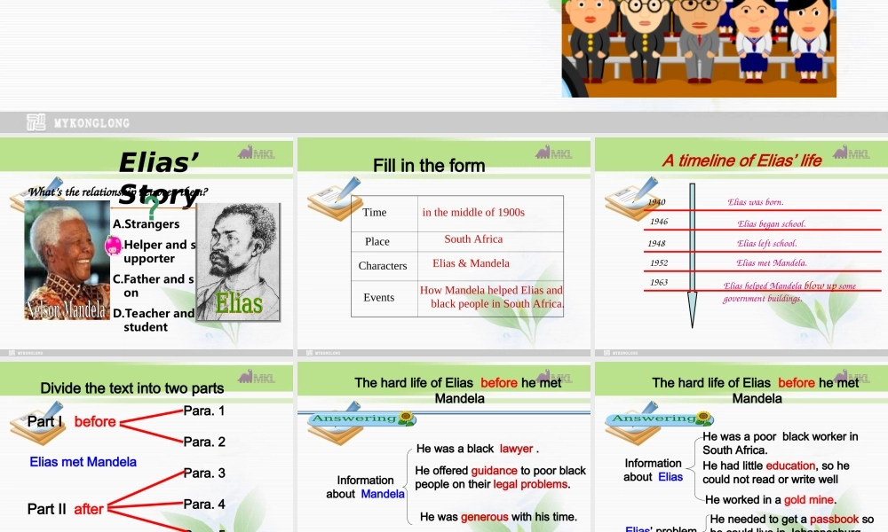 高一英语优质课件：Unit5 Nelson Mandela-a modern hero- Reading（新人教版必修1）.ppt