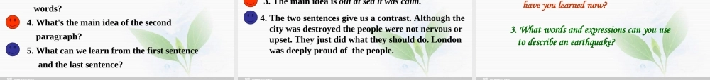 高一英语优质课件：Unit4 Earthquakes- listening,Reading II and Talking（新人教版必修1）.ppt
