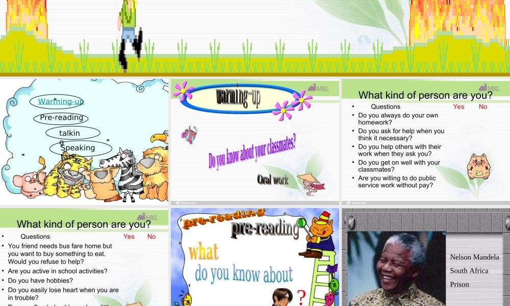 高一英语优质课件：Unit5 Nelson Mandela-a modern hero- Speaking（新人教版必修1）.ppt