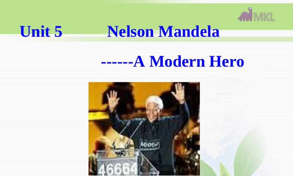高一英语优质课件：Unit5 Nelson Mandela-a modern hero- Warming up（新人教版必修1）.ppt