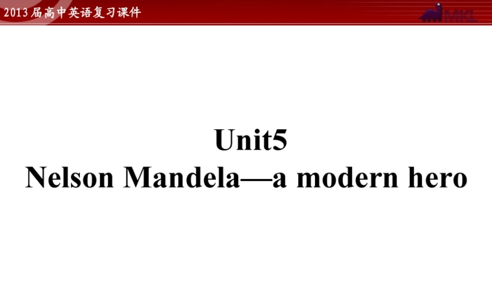 高中英语复习课件5：Unit 5 Nelson Mandela—a modern hero（新人教版必修1）.ppt