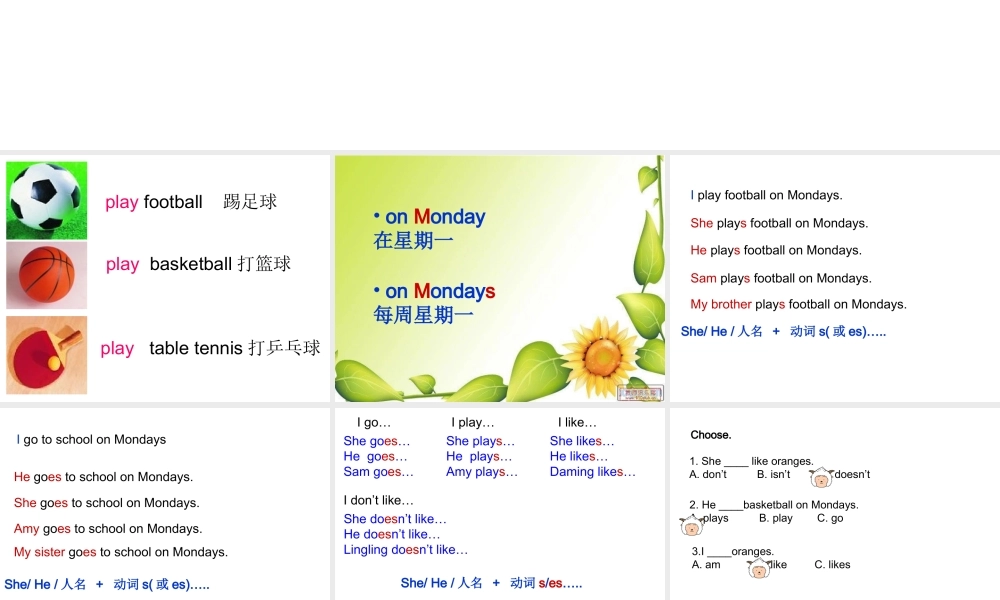外研版（三起）三下Module 5《Unit 1 She goes to school on Mondays》ppt课件4(1).ppt