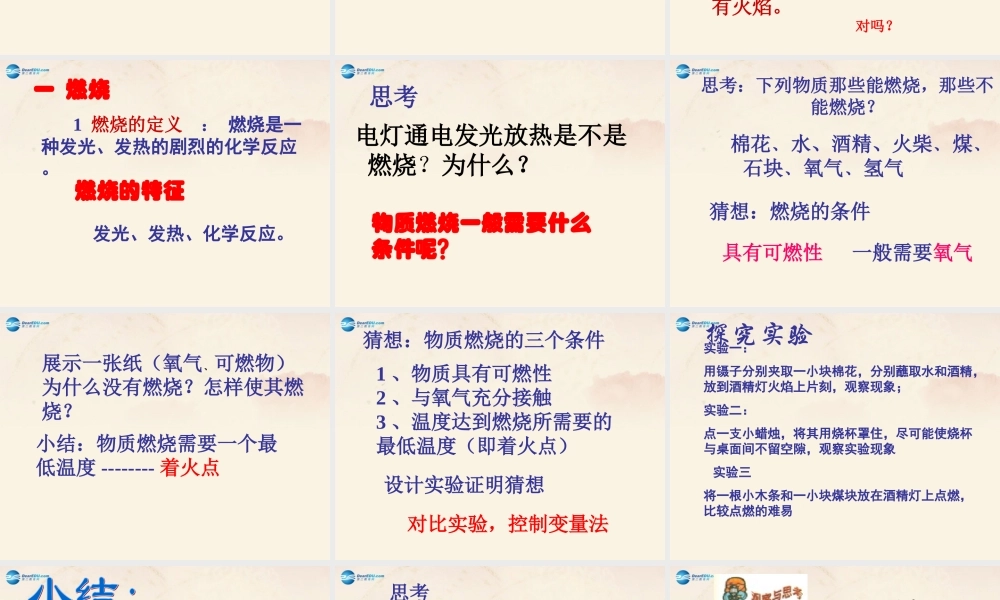 【倍速课时学练】九年级化学上册 第4章 第一节 燃烧与灭火课件 沪教版.ppt