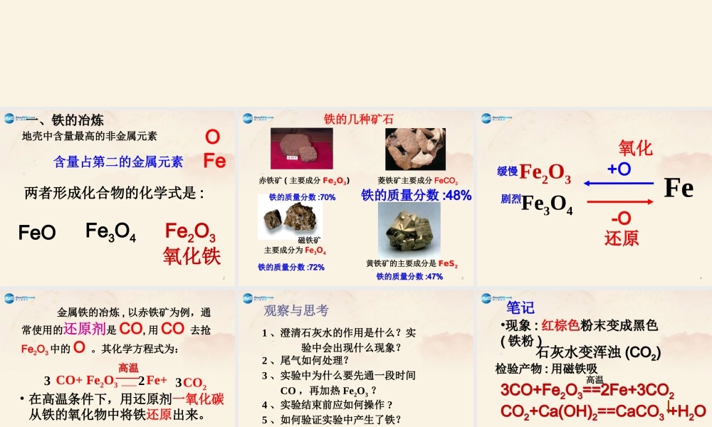 【倍速课时学练】九年级化学上册 第5章 第二节 铁的冶炼_合金课件 沪教版.ppt