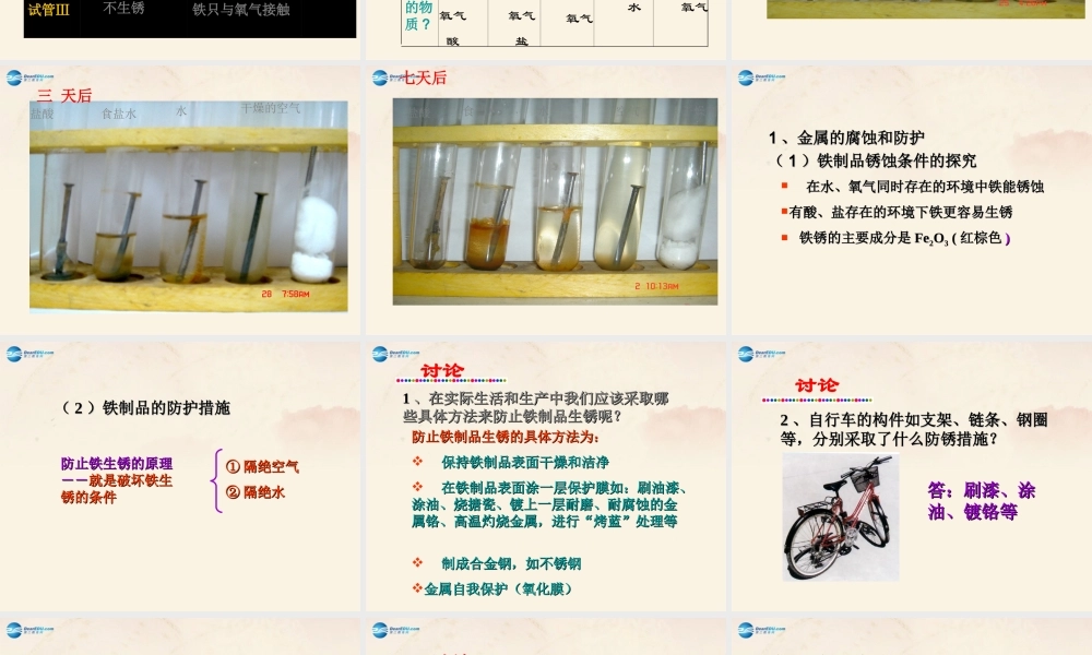 【倍速课时学练】九年级化学上册 第5章 第三节 金属的防护和回收课件 沪教版.ppt