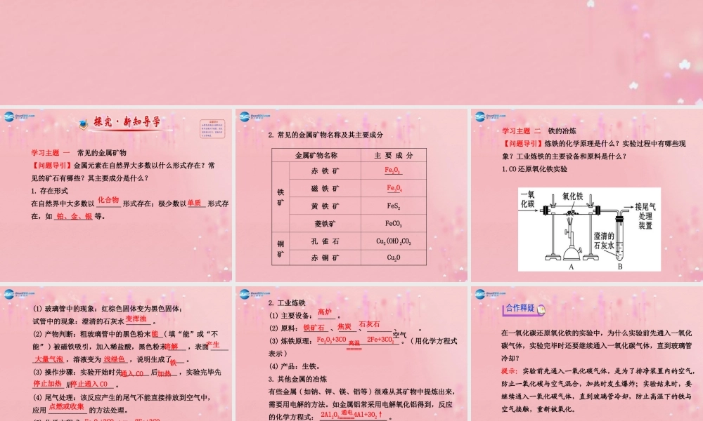沪教初中化学九上《5第2节 金属矿物 铁的冶炼》PPT课件.ppt