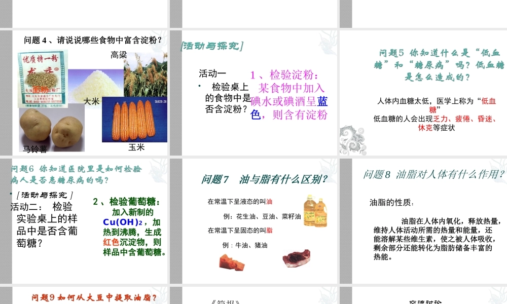 沪教初中化学九下《8第2节 淀粉 油脂》PPT课件 (3).ppt