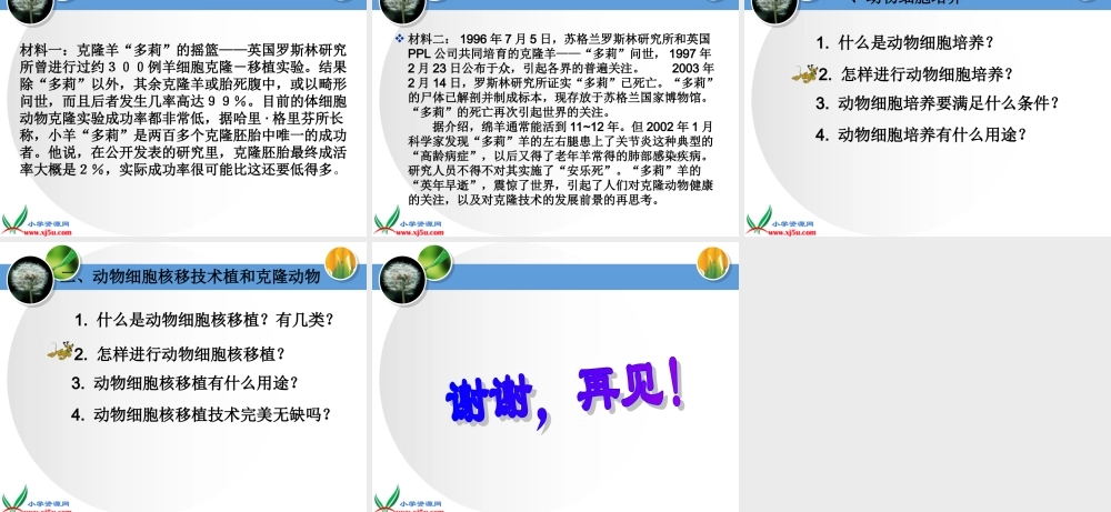 冀教小学科学五下册《9克隆羊—多莉》ppt课件【加微信公众号 jiaoxuewuyou 九折优惠qq 1119139686】.ppt