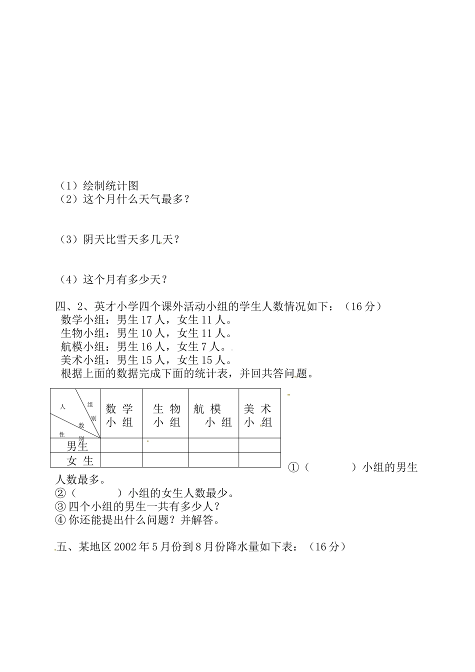 人教新课标数学二年级下学期第7单元测试卷2（附答案）.doc_第2页