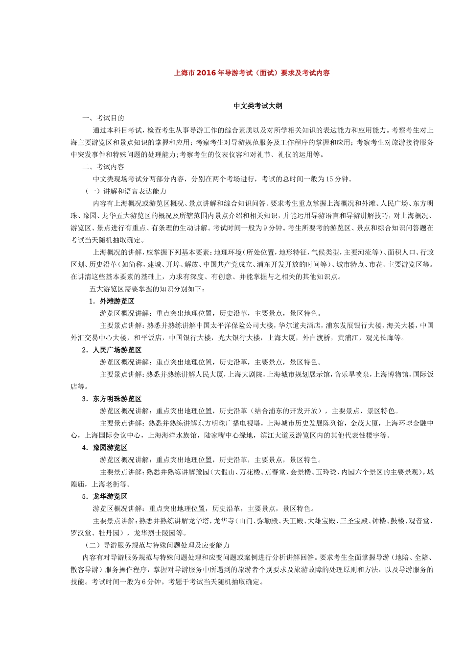 上海市2016年导游考试（面试）要求及考试内容.doc_第1页