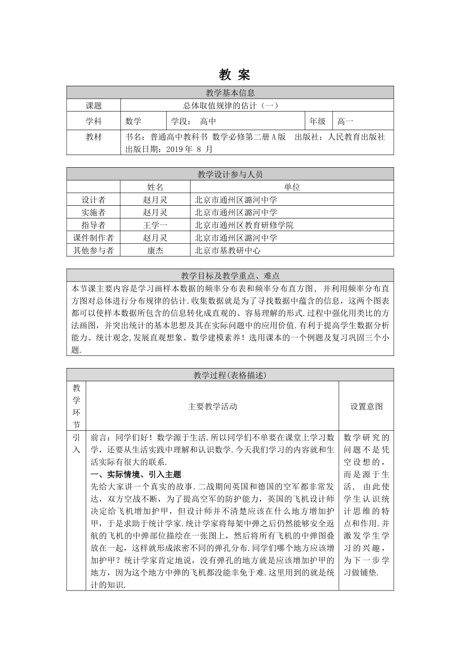 0622高一数学（人教A版）-总体取值规律的估计(一)-1教案【公众号悦过学习分享】.docx_第1页