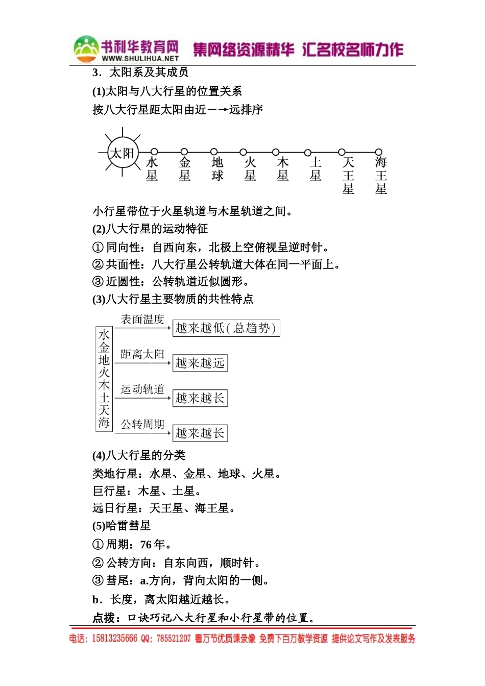 【名师一号】2014-2015学年高中地湘教版必修1学案1-1（书利华教育网 为您收集整理）.doc_第3页