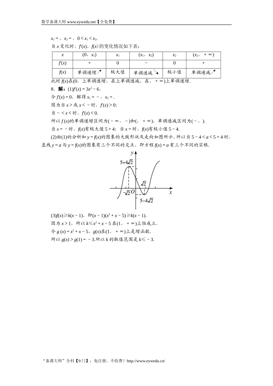 2016-2017学年高二数学湘教版选修1-1同步练习：3.3.2　函数的极大值和极小值 Word版含解析.doc_第3页