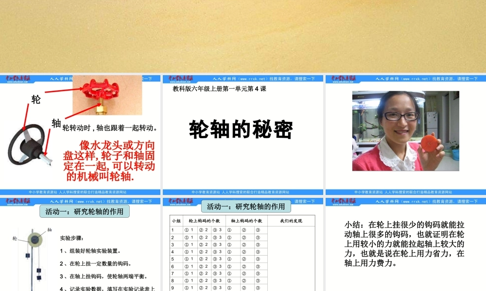 教科小学科学六上《1.4、轮轴的秘密》PPT课件(4)【加微信公众号 jiaoxuewuyou 九折优惠 qq 1119139686】.ppt