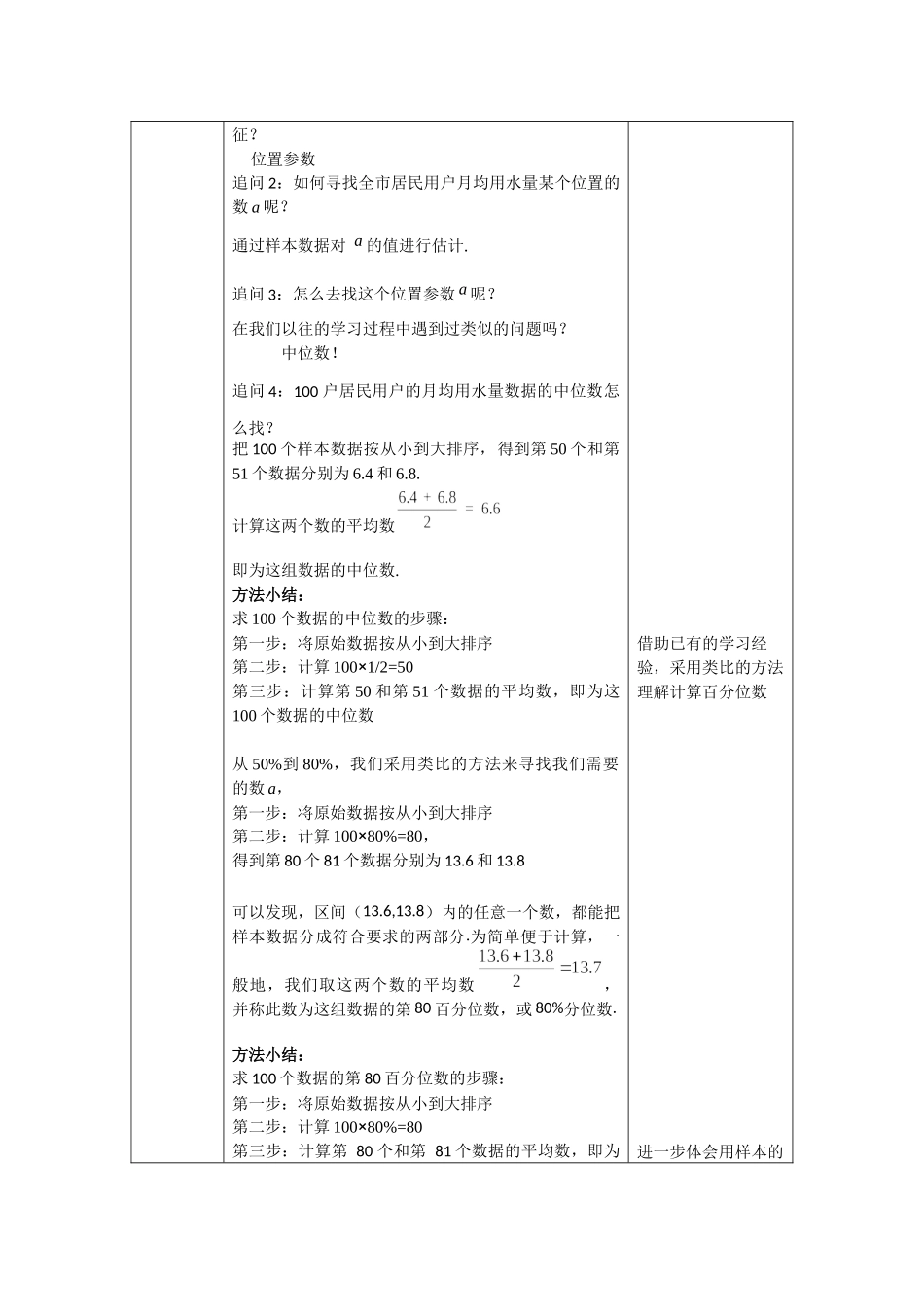 0623高一数学（人教A版）-总体百分位数的估计-1教案【公众号悦过学习分享】.docx_第2页