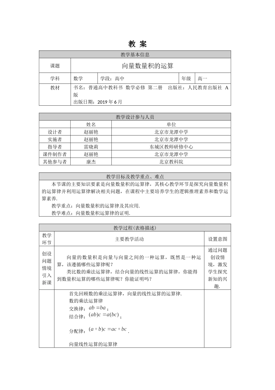 0513高一数学（人教A版）向量数量积的运算-1教案【公众号悦过学习分享】.docx_第1页