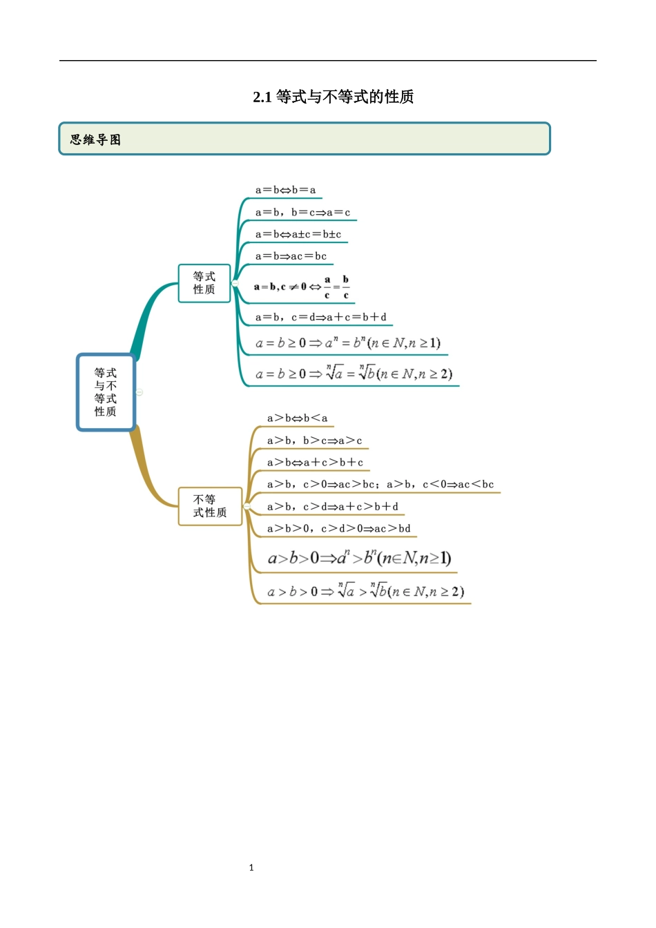 2.1 等式与不等式的性质（教师版）.docx_第1页