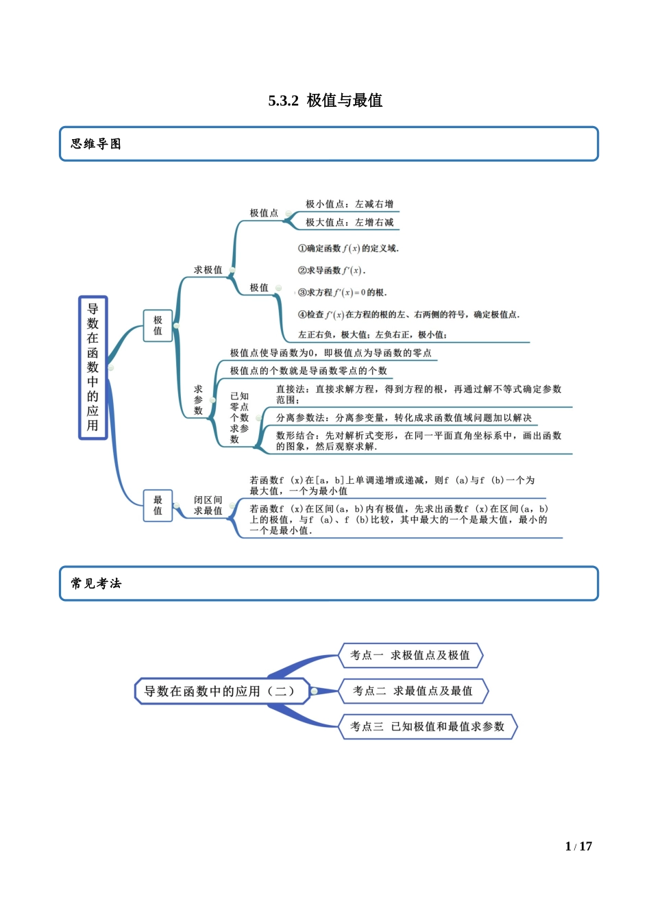 5.3.2 极值与最值（教师版）.docx_第1页