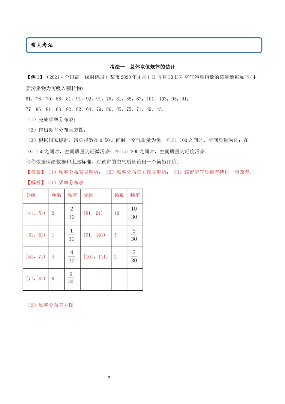 9.2 用样本估计总体讲义（教师版）.docx_第2页