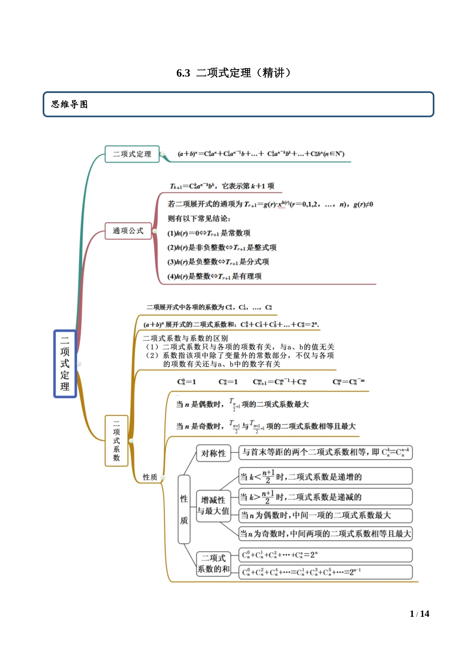 6.3 二项式定理（教师版）.docx_第1页