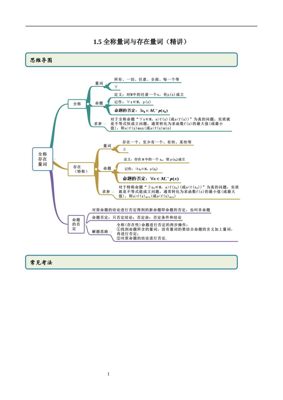 1.5 全称量词与存在量词（教师版）.docx_第1页
