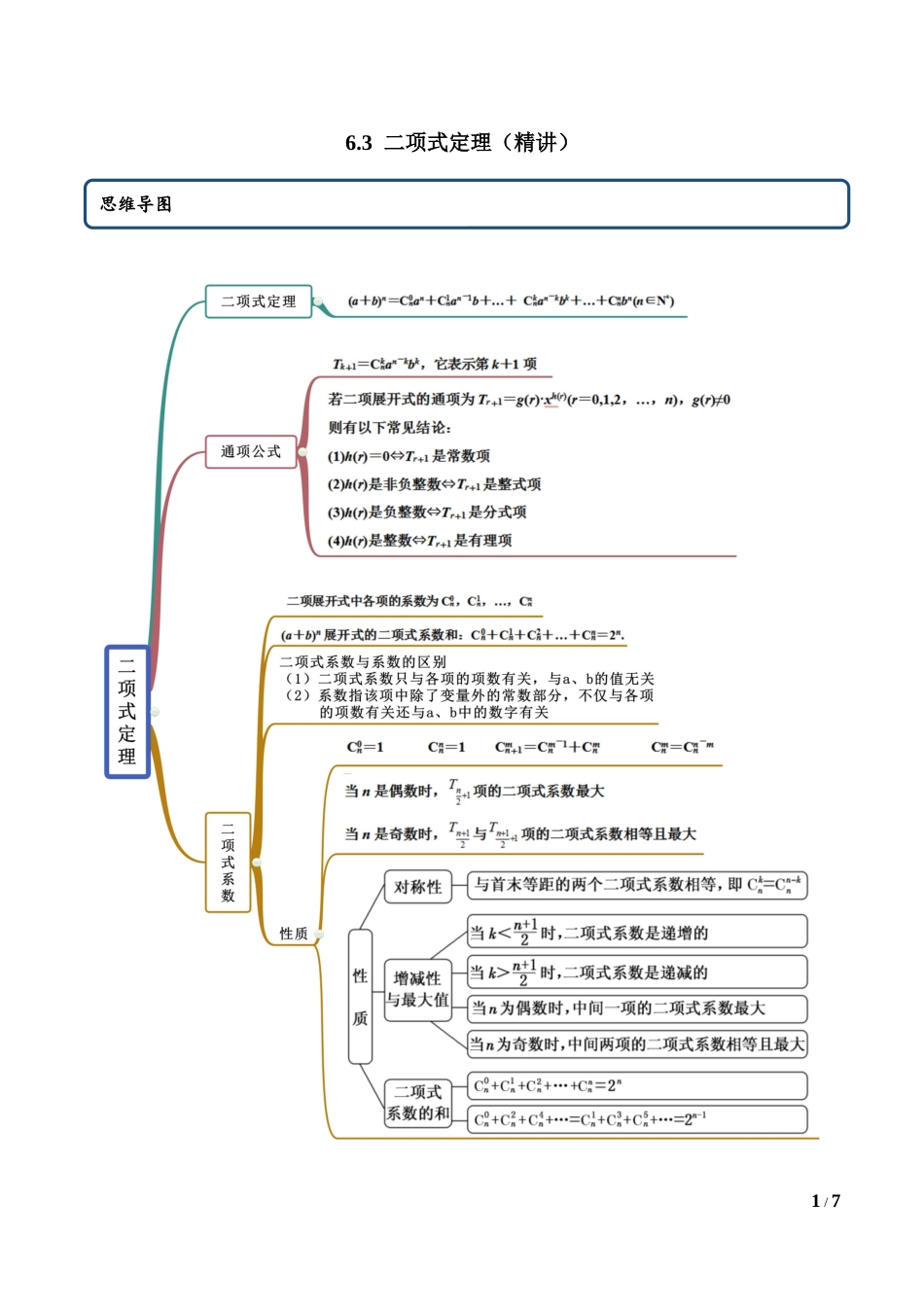 6.3 二项式定理（学生版）.docx_第1页