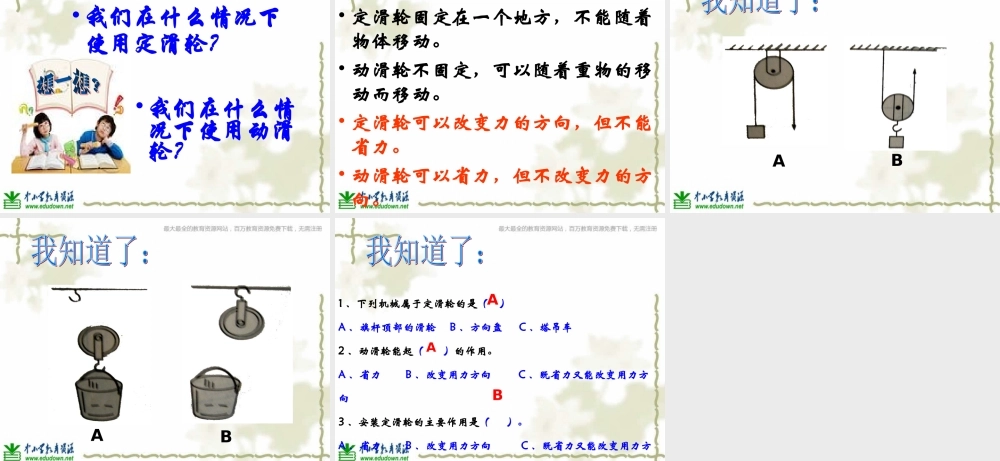 教科小学科学六上《1.5、定滑轮和动滑轮》PPT课件(3)【加微信公众号 jiaoxuewuyou 九折优惠 qq 1119139686】.ppt